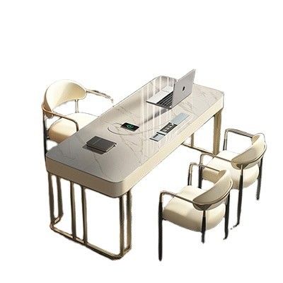 Meubles de bureau en marbre Table de bureau exécutive en forme de L pour meubles commerciaux