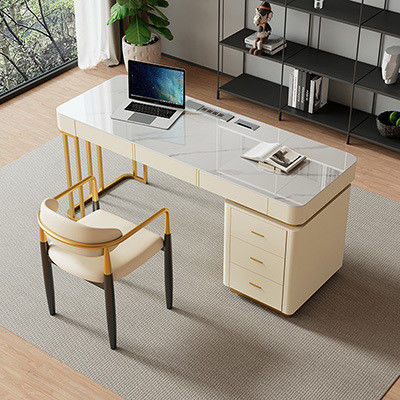 Meubles de bureau en marbre Table de bureau exécutive en forme de L pour meubles commerciaux