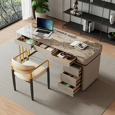 Meubles de bureau en marbre Table de bureau exécutive en forme de L pour meubles commerciaux