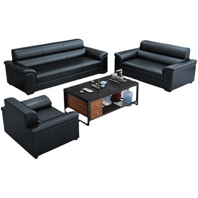 Ensemble de meubles de salle de réception de bureau canapé de style chinois et table basse en cuir Napa
