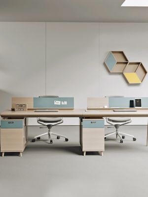 Meuble de bureau en bois moderne Bureau du personnel avec conception en forme de L et emballage de courrier en Y