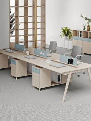 Meuble de bureau en bois moderne Bureau du personnel avec conception en forme de L et emballage de courrier en Y