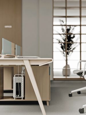 Meuble de bureau en bois moderne Bureau du personnel avec conception en forme de L et emballage de courrier en Y
