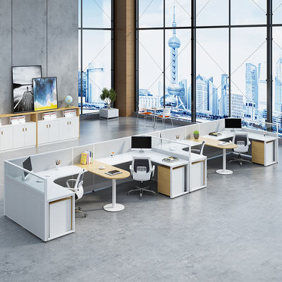 Station de travail de bureau moderne certifiée ISO9001/ISO14001 pour 4 personnes