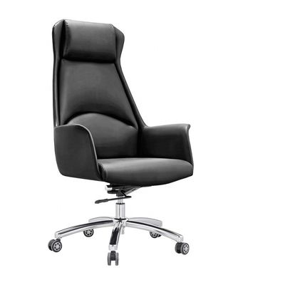 Chaise pivotante en cuir réglable en hauteur pour les négociations administratives de bureau et le patron