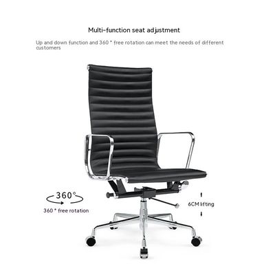 Chaise de bureau haute dos avec cuir technique et coton doux