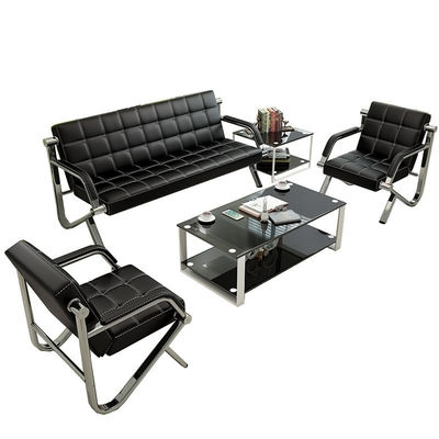 Ensemble de meubles de salle d'attente commerciale avec canapé en cuir moderne et table basse