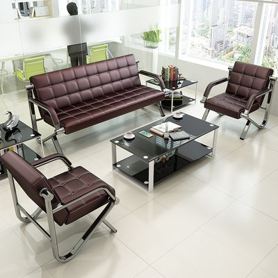 Ensemble de meubles de salle d'attente commerciale avec canapé en cuir moderne et table basse