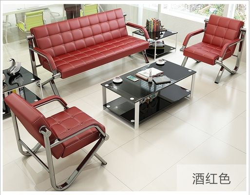 Ensemble de meubles de salle d'attente commerciale avec canapé en cuir moderne et table basse