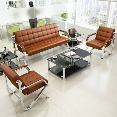Ensemble de meubles de salle d'attente commerciale avec canapé en cuir moderne et table basse