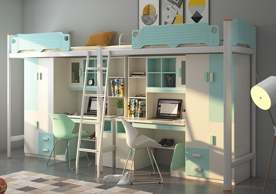 Hôtel Lit en acier avec des escaliers de bureau fournis par le client et meubles de chambre modernes