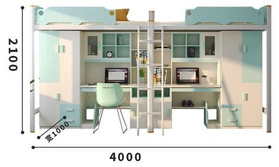 Hôtel Lit en acier avec des escaliers de bureau fournis par le client et meubles de chambre modernes
