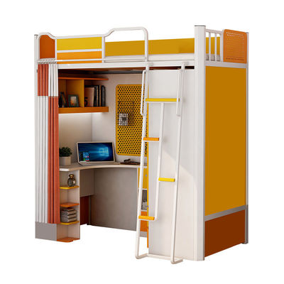 Meubles d'hôtel en métal étudiant simple double lit dortoir en fer avec armoire et bureau