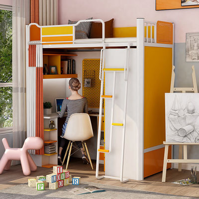 Meubles d'hôtel en métal étudiant simple double lit dortoir en fer avec armoire et bureau