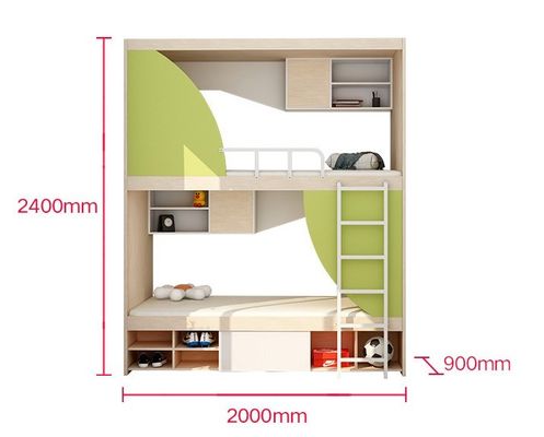 Lit d'hôtel économe en espace, style minimaliste moderne, lit en fer avec grand espace de rangement