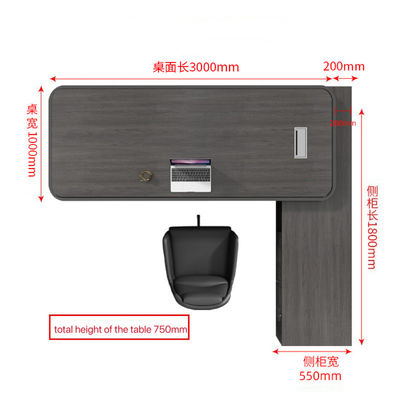 High Tech Black Boss Manager Tableau de bureau et combinaison de chaise pour le client fourni
