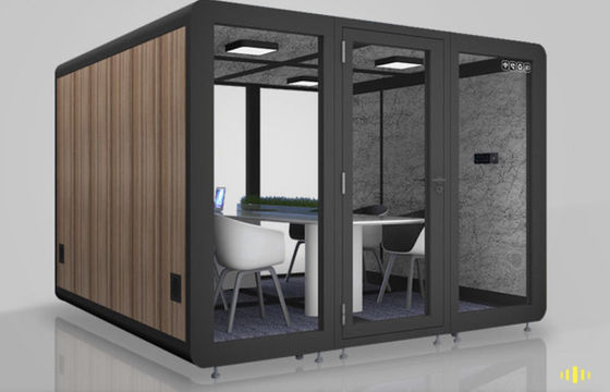 Salle insonorisée lumineuse de luxe mobile pour enregistrements de réunions et espace de vie privé