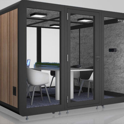 Salle insonorisée lumineuse de luxe mobile pour enregistrements de réunions et espace de vie privé