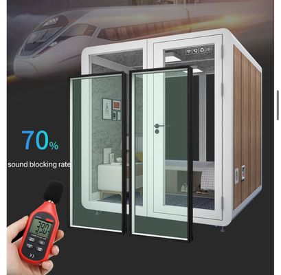 Salle insonorisée lumineuse de luxe mobile pour enregistrements de réunions et espace de vie privé
