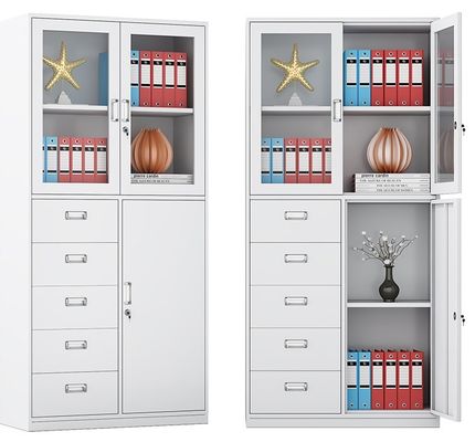 Armoire de rangement de meubles de bureau blanc moderne avec rangement en acier à plusieurs tiroirs et serrure