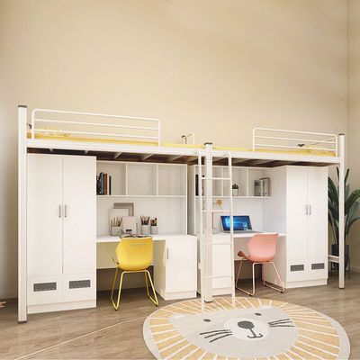 Emballage du courrier Y École moderne Dortoir Meubles de chambre à coucher Ensemble Loft Lit en métal avec bureau