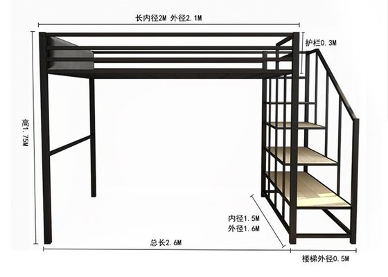 Chambre haute double avec cadre métallique et cabinet de lit d'hôtel Space Capsule