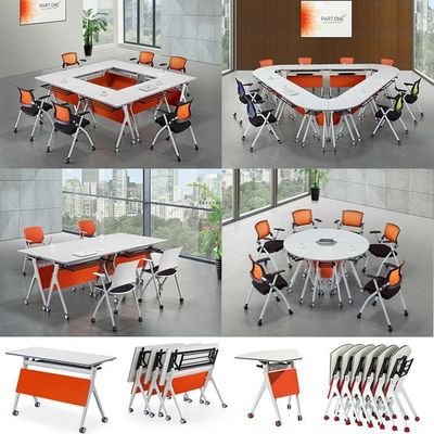 Station de travail mobile personnalisable pour petits bureaux avec jambes pliantes et gestion des câbles