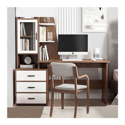Table d'ordinateur minimaliste avec bibliothèque et tiroir
