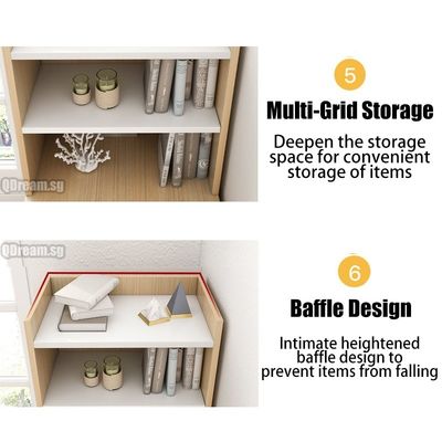 Table d'ordinateur minimaliste avec bibliothèque et tiroir