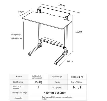 Meubles de bureau Bureau de levage pneumatique pour régler la hauteur dans la cuisine