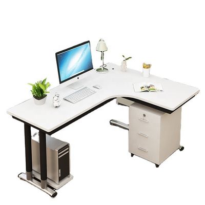 Bureau de bureau en bois en forme de L avec fonction de levage