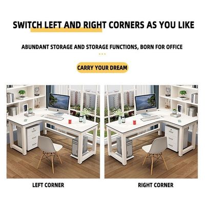 Bureau d'ordinateur de bureau avec forme convertible en L et couleurs personnalisées