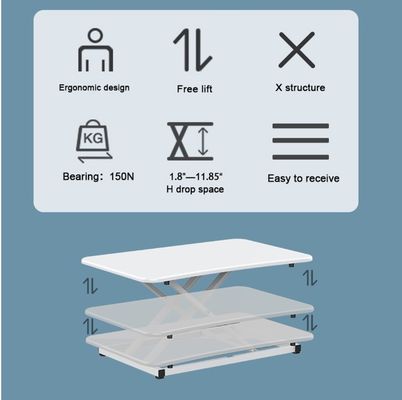 Tableau de levage pliable en acier inoxydable à hauteur réglable Bureau d'ordinateur