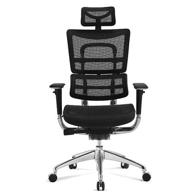 Chaise ergonomique pivotante réglable à dos élevé à base d'aluminium pour mobilier de bureau