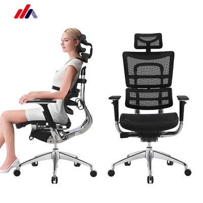 Chaise ergonomique pivotante réglable à dos élevé à base d'aluminium pour mobilier de bureau