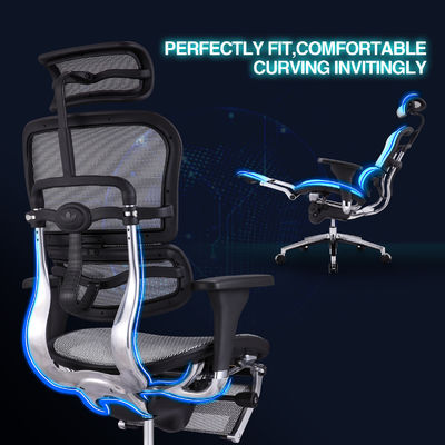 Chaise ergonomique pivotante réglable à dos élevé à base d'aluminium pour mobilier de bureau