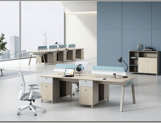 PANEL Bois de style moderne bureau pour quatre personnes bureau et chaise combiné pour poste de travail