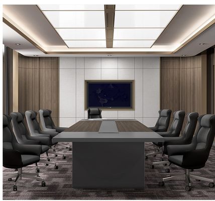 OEM ODM OUI Table de réunion en bois moderne noir pour le mobilier de bureau et la négociation