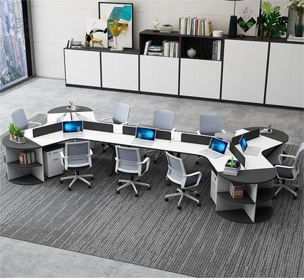 3/6 Station de travail pour personne Meubles de bureau modernes simples avec chaise de bureau et écrans