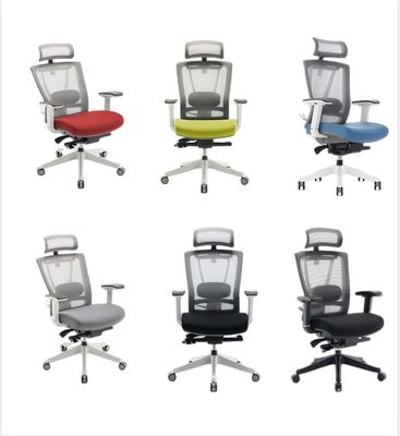 Chaise de bureau pivotante moderne bleu et noir pour poste de travail ergonomique