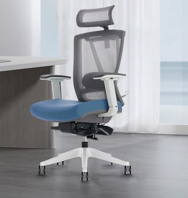 Chaise de bureau pivotante moderne bleu et noir pour poste de travail ergonomique