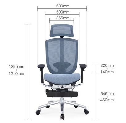 Chaise de bureau ergonomique à dos en maille avec cadre en aluminium et siège confortable