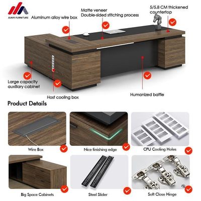 Bureau de bureau en bois extensible Meubles de bureau personnalisés pour le président et le personnel