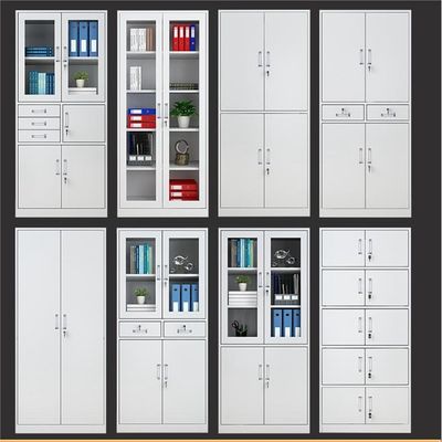 Facile d'assemblage Armoires de bureau avec serrures et portes en verre Construction en métal lourd